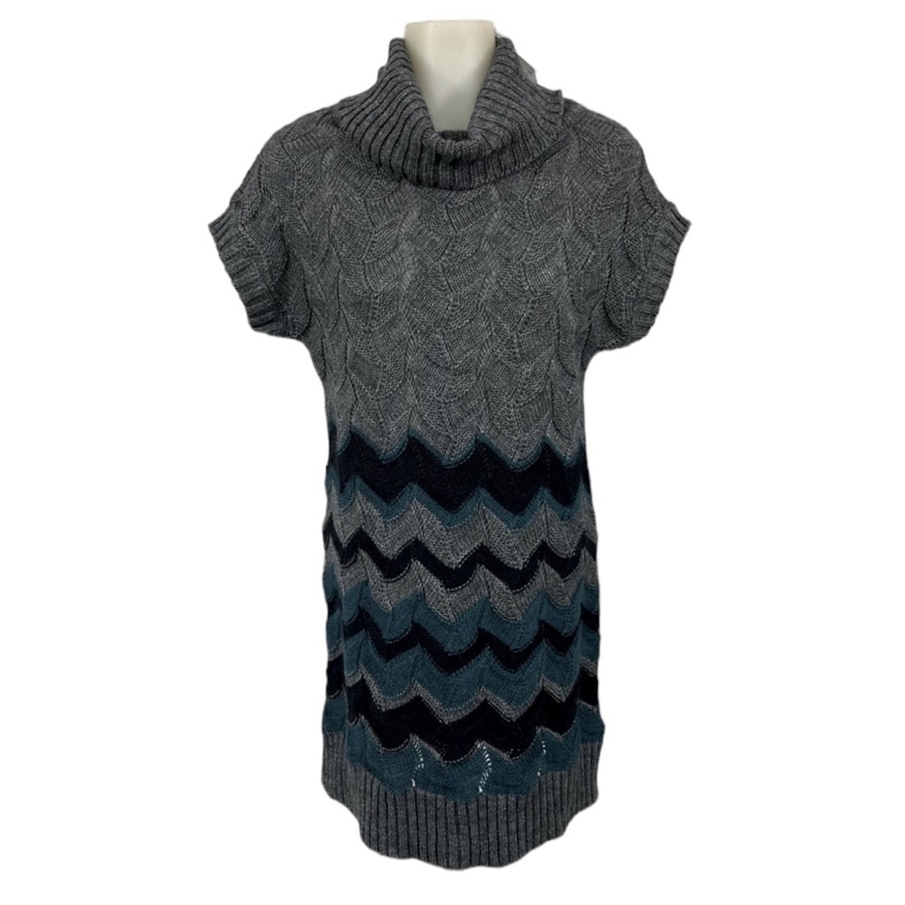 LINEAMAGLIA Dress Sweater Cable Knit Wool Blend Italy Cow Cap Sleeve Med…